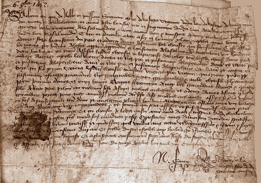 1452 - Aveu de la Salmondière - Paroisse d'Ardelay - Vendée