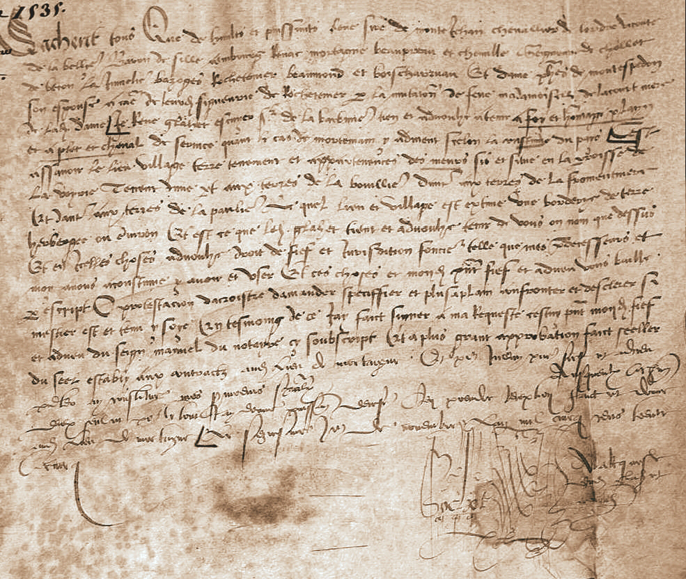 1535 - Aveu pour le fief des Murs - Paroisse de la Verrie - Vendée